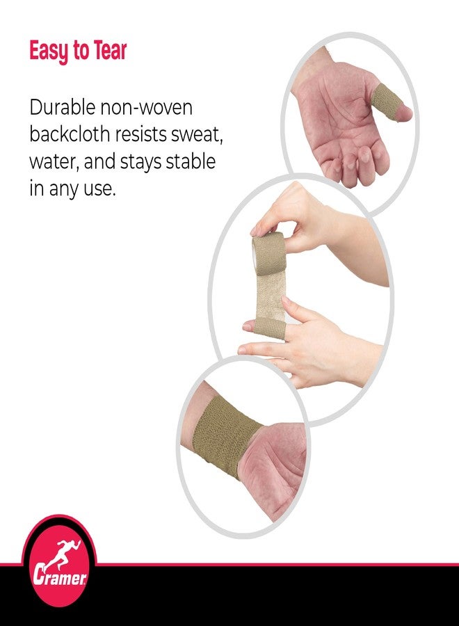 كرامر شريط لاصق مرن ذاتي اللصق من كريمر إيكو-فليكس، شريط لاصق، شريط رياضي مرن، لوازم غرف التدريب الرياضي، ضمادة سهلة التمزق وذاتية اللصق، لفة واحدة بطول 5 ياردات، بيج - Image 4